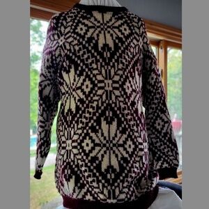 Vintage 80s United Colors of Benetton Brown Snowflake Sweater Shetland Wool Med